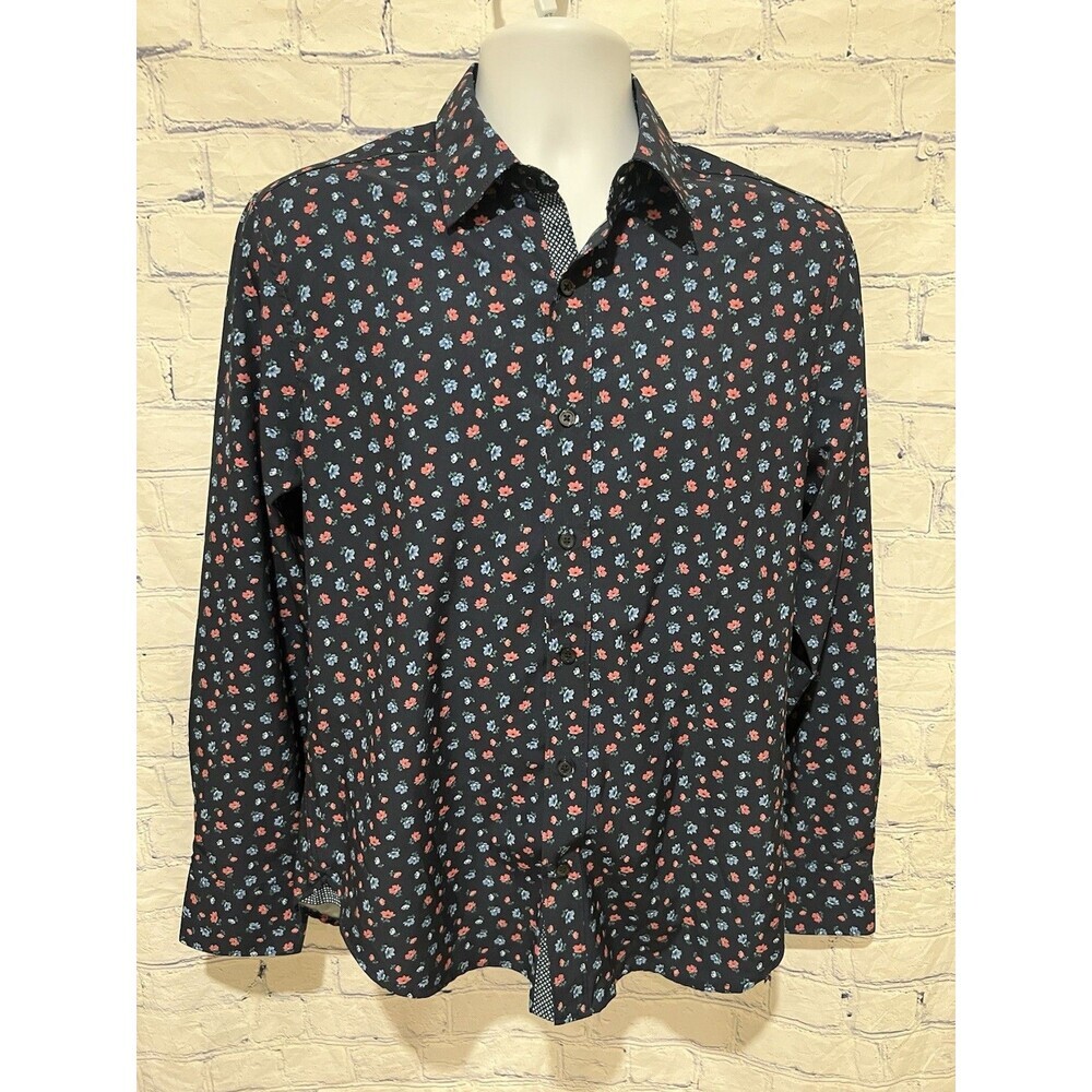 Construct Men’s Slim Fit Floral 4-Way Stretch Performance Long Sleeve Shirt M